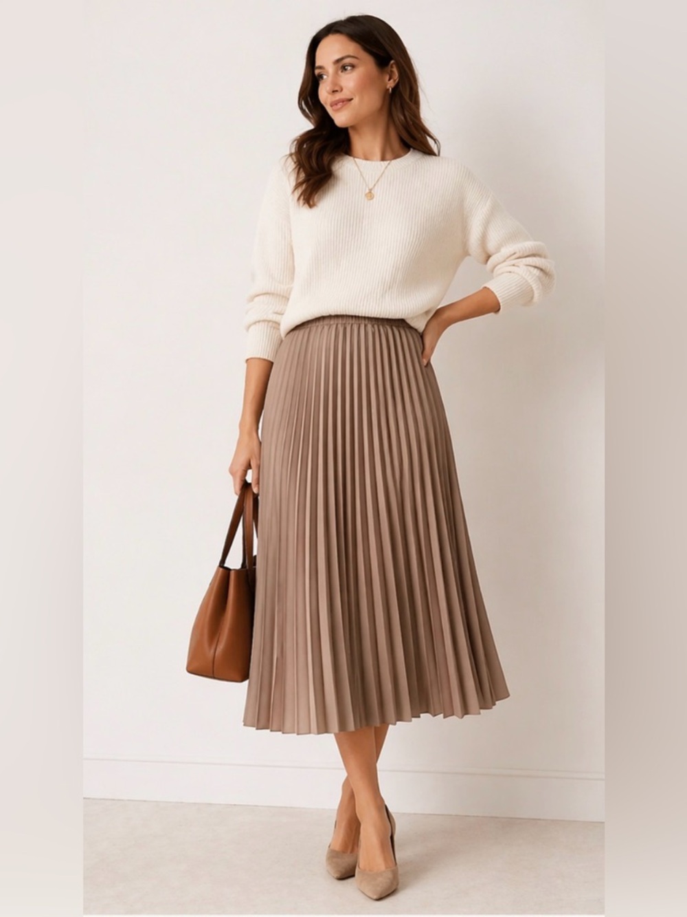 J.Crew Gwyneth Pleated Midi Skirt  Taupe Champagne Size XXL Pull On Neutral
